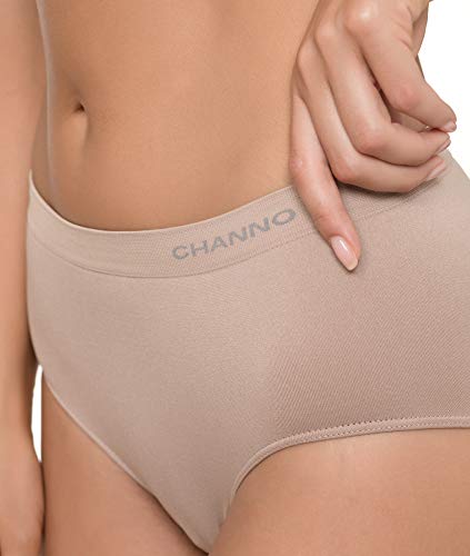 Channo Pack de 6 Bragas Clásicas Básicas Mujer de Licra sin Costuras Efecto Invisible Midi Altas Color Liso. Surtido XL