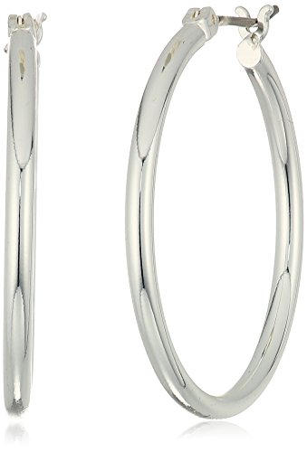 Chaps Women's 25Mm Round Clickit Hoop Earrings, Silver