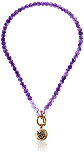 Chaps Women's Gold Tone and Purple Beaded Pendant Necklace, One Size