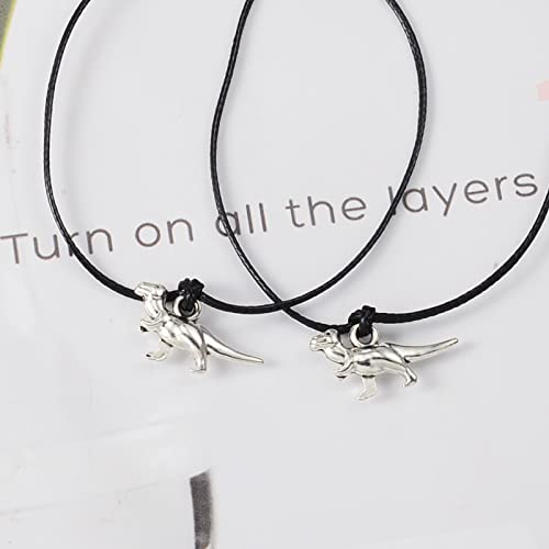 CheersLife 2 Piezas Dinosaurio Pareja Amistad Pulsera Cuerda Cordón Ajustable Amuleto De La Suerte Joyería Trenzada Hecha a Mano Para Mejor Amigo Regalo Para Pareja Madre Hija Regalo De San Valentin