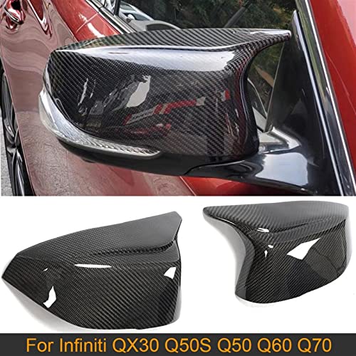 Chentaoyan Accesorios de carrocería del coche Lado de fibra de carbono Retrovisor espejo Cubiertas de espejo for Infini-tis QX30 Q50s Q50 Q60 Q70 2014-2020 Espejo lateral de coche cubre tapas abdomina