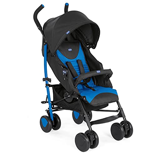 Chicco Echo Silla de Paseo Ligera y Plegable desde 0 Meses hasta 22 Kg, Carrito Bebé Compacto y Reclinable con Apoyabrazos, Posición para Dormir, Cierre Paraguas y Parasol Ajustable - Azul (Mr. Blue)