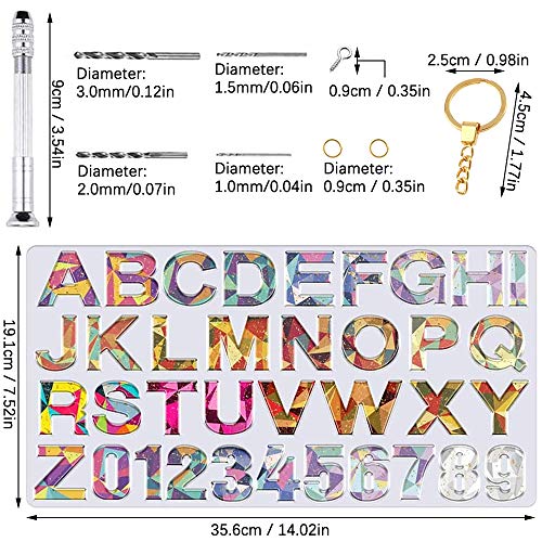 Chostky 114 moldes de Resina con Forma de Cruz de Silicona epoxi, Letras y números y moldes, Kit de moldes de Resina fundida para Hacer Llavero, Pendientes, Collares, Pulseras y Colgantes