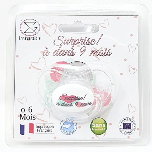 Chupete de bebé para regalar en regalos para anunciar tu embarazo, idea original para mujer embarazada, chupete de 0 a 6 meses, normas francesas y europeas, regalo para nacimiento