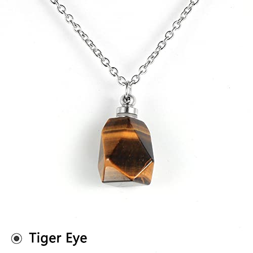 Colgante Piedras Naturales, Exquisito Collar con Colgante De Cristal con Forma De Botella De Perfume De Ojo De Tigre Natural con Cadena Reiki Chakra Collar Encanto Joyería para Mujeres Hombres Ami