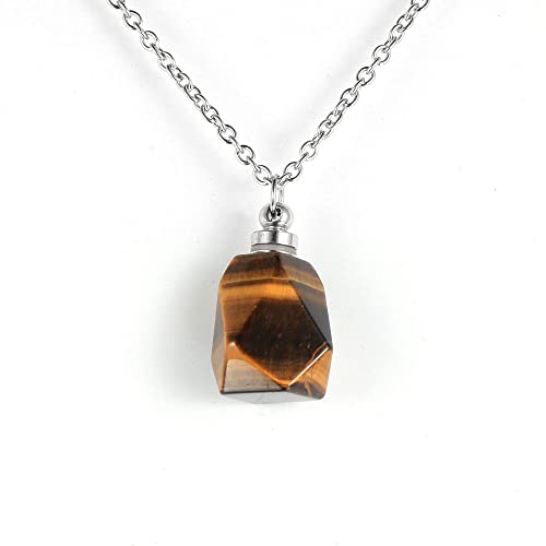 Colgante Piedras Naturales, Exquisito Collar con Colgante De Cristal con Forma De Botella De Perfume De Ojo De Tigre Natural con Cadena Reiki Chakra Collar Encanto Joyería para Mujeres Hombres Ami