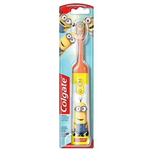 Colgate - Cepillo a batería para niños con cerdas suaves, Minions