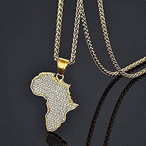 Collar clásico de moda Collier avec carte pendentif afrique pour femmes hommes couleur doré en acier inoxydable bijoux éthiopiens en gros cartes africaines Hiphop