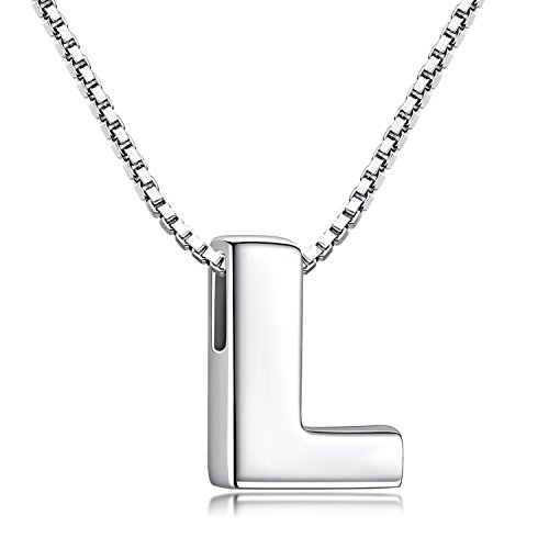 Collar de Mujer de Plata de Ley 925 Pequeñas Iniciales Collar con Colgante Letras A-Z para Mujer Hombre Pareja 45 cm(Letra L Collar)