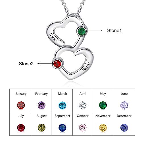 Collar Nombre Personalizado Mujer Colgante de Corazón de Plata con 4 Nombres Grabado Madre Hija Cadena Regalo Para el Día de la Madre Día de San Valentín Navidad