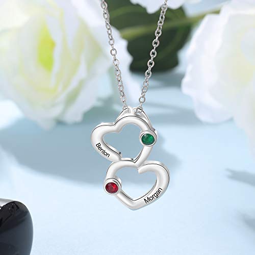 Collar Nombre Personalizado Mujer Colgante de Corazón de Plata con 4 Nombres Grabado Madre Hija Cadena Regalo Para el Día de la Madre Día de San Valentín Navidad