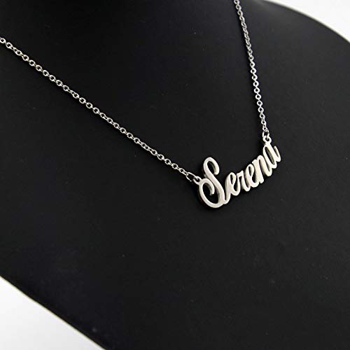 Collar personalizado para mujer con nombre. Luce tu nombre. Acero inoxidable e hipoalergénico. Color: plateado. Diseñado en Italia., Acero,