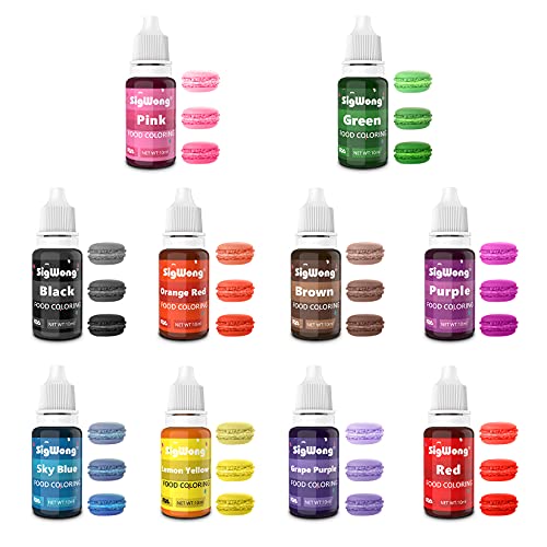 Colorante alimentario 10*10ml, Colorante Alimentario Alta Concentración Liquid Set para Colorear los Bebidas Pasteles Galletas Macaron Fondant