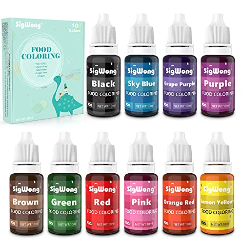 Colorante alimentario 10*10ml, Colorante Alimentario Alta Concentración Liquid Set para Colorear los Bebidas Pasteles Galletas Macaron Fondant