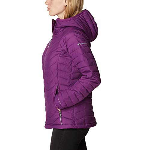 Columbia Powder Lite Hooded Chaqueta Aislante con Capucha, Mujer, Plum, XS