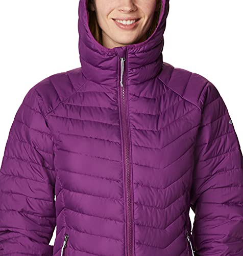 Columbia Powder Lite Hooded Chaqueta Aislante con Capucha, Mujer, Plum, XS