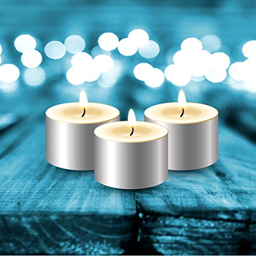 COM-FORT HOUSE | Velas Blancas | Pack velas de 100 Unidades | Velas de Té Calientaplatos | Tealight | 8 Horas de Duración | Velas Decorativas Sin Perfume |