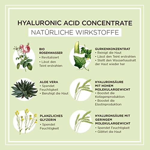 Concentrado Hialurónico HUYGENS - Serum de Día Orgánico Revitalizante con Ácido Hialurónico - Origen Natural y Ecológico - Fórmula Revitalizante - Vegano - 30mL