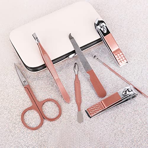 Conjunto de manicura y pedicura Conjunto de 7 piezas de clippers de uñas Conjunto de uñas Conjunto de cuidado personal Decoración de decoración Conjunto de pies Conjunto de belleza for amigos masculin