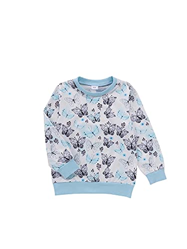 Conjunto de pijama con estampado de estrellas y mariposas, para niños, ropa de dormir y pantalones de chándal y sudaderas, Blanco Azul, 4-5 Años