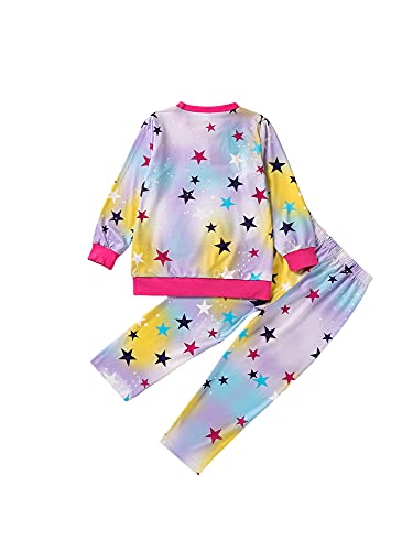 Conjunto de pijama con estampado de estrellas y mariposas, para niños, ropa de dormir y pantalones de chándal y sudaderas, rosa, 7-8 Años