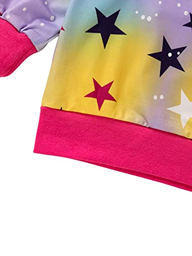 Conjunto de pijama con estampado de estrellas y mariposas, para niños, ropa de dormir y pantalones de chándal y sudaderas, rosa, 7-8 Años