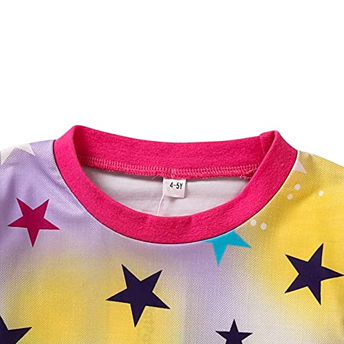 Conjunto de pijama con estampado de estrellas y mariposas, para niños, ropa de dormir y pantalones de chándal y sudaderas, rosa, 8-9 años