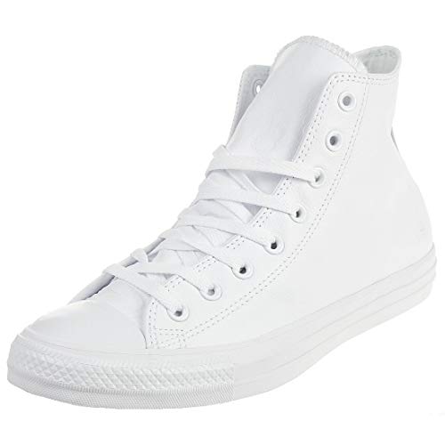 Converse All Star Chuck Taylor Hi Mono White Leather Trainers-UK 10