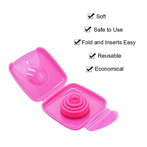 Copa Menstrual Plegable de Silicona Duradera y Reutilizable de Grado Medicinal - Kit de Higiene Personal Ideal para Principiantes y Adolescentes - Incluye 1 Copa con Bolsa y Caja Almacenamiento