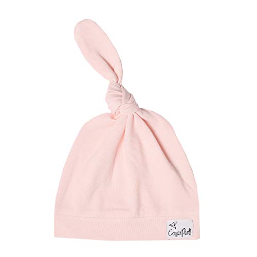 Copper Pearl Beanie Bebé Sombrero superior del nudo elástico suave Blush recién nacidos / 0-4meses