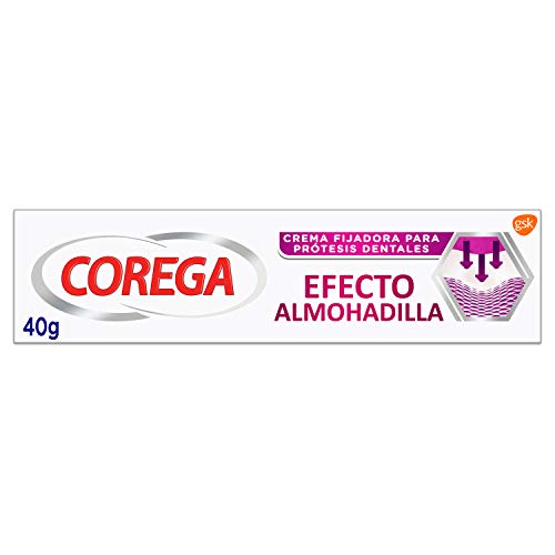 Corega, Efecto Almohadilla, Crema Fijadora para Prótesis Dentales, Fijación Fuerte durante todo el Día, 40 g