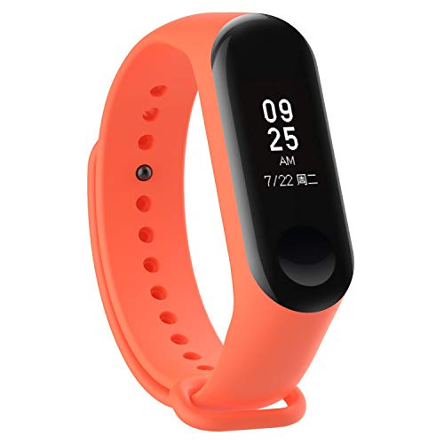 Correas de Relojes, Hanyixue Correa de Silicona Suave de Repuesto para Reloj Deportivo Inteligente Xiaomi Mi Band 3/4 (Orange)