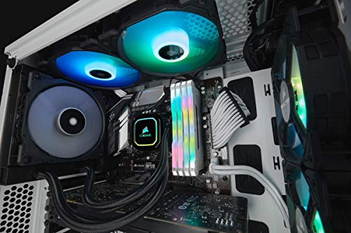 Corsair iCUE H60i RGB PRO XT Refrigerador Líquido para CPU Ventilador de Levitación Magnética de 120 mm Corsair ML Series, Controlado por PWM, 400, 2.400 RPM, Cabezal Bombeo RGB y Multizona, Negro