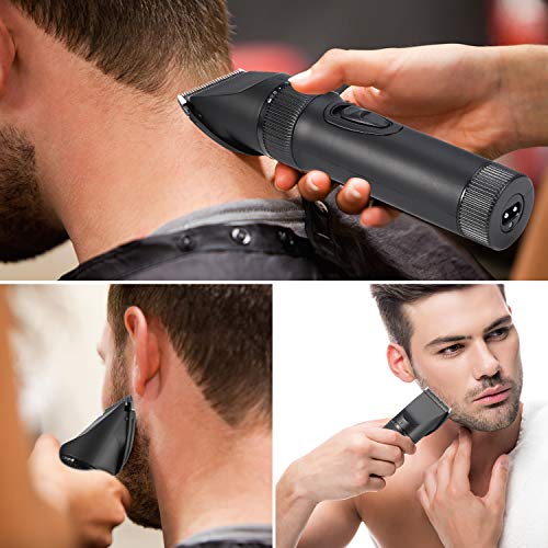 Cortapelos Profesional Hombre Motor Silencioso Cuchilla Titanio Cerámica, Máquina Cortar Pelo Inalámbrico Batería 2000mAh, Cortadora de Pelo Recortador de Pelo Barba Kit, USB recargable