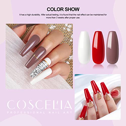 COSCELIA Kit Semipermanentes Uñas Kit Manicura y Pedicura Semipermanente Esmalte en Gel de 10 Colores 24W LED/U-V Lampra Base Coat y Top Coat Herramientas para Decoracion de Uñas