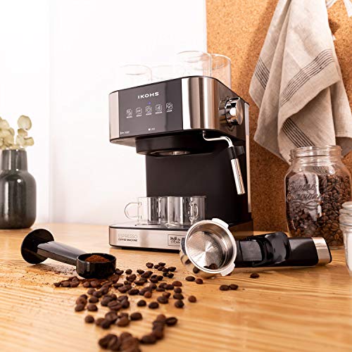 CREATE Cafetera Expresso Automática Thera Stylance Pro - Cafetera Espress para Espresso y Cappuccino, 20 Bares, 1100 W, 1,5 litros, Vaporizador Orientable, Doble Salida, Regulador de Presión