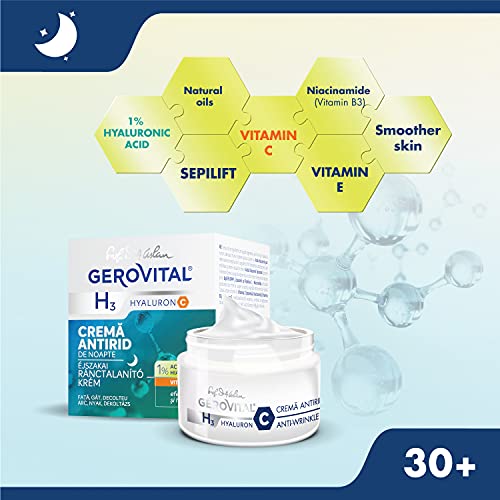 Crema Antiarrugas de Noche para la Regeneración de la Piel, Asegura el Relleno de las Arrugas Desde el Interior, Gerovital H3 Hyaluron C