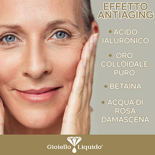 Crema Facial Para Pieles Maduras Efecto Lifting Inmediato - Con Oro Coloidal, Acido Hialuronico Antienvejecimiento, Betaína Y Agua De Rosa De Damasco 30Ml Made In Italy