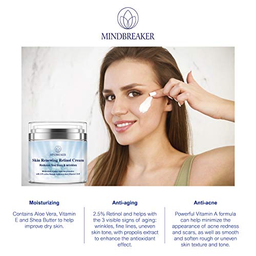 Crema hidratante de retinol al 2,5% para el rostro y el área de los ojos con vitamina C y ácido hialurónico para combatir el envejecimiento, las arrugas y el acné - crema facial Simplified Skin 50g