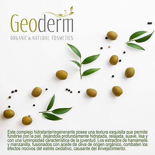 Crema Hidratante Facial Mujer| Crema Antiarrugas con Aceite de Oliva + Vitamina E + Aceite de Almendras| Crema Ecológica Anti-edad y Antimanchas| Reafirma, Nutre y Rejuvenece| GEODERM