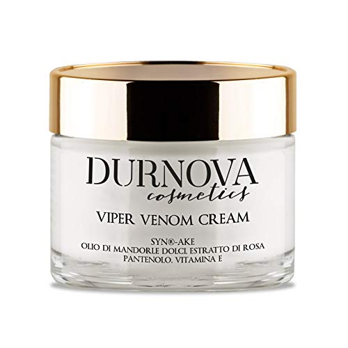 Crema natural de veneno de víbora, aceite de almendras dulces, vitamina E, ácido hialurónico, arginina, hidrolato de rosa damascena.50 ml. Fabricado en Italia