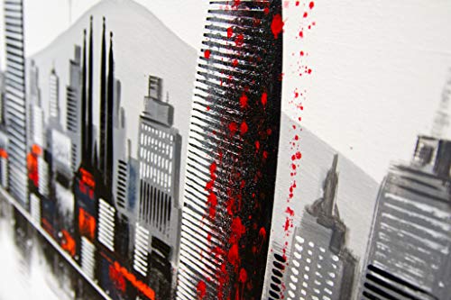 Cuadroexpres - Cuadro Pintado Ciudad de Barcelona Abstracto 150x60 cm Hotel Vela, Colón, Hotel Arts, Torre Mapfre, Sagrada Familia, Tibidabo, Torre Agbar, 100% Original, sobre Lienzo.