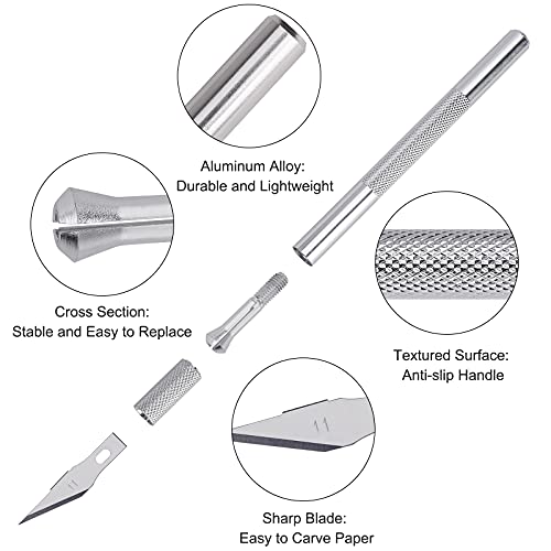Cuchillos de Arte de Precisión Escalpelo Manualidades Cutter Incluye 2 Asas y 40 Cuchillas de Repuesto Cuchilo de Tallar Hobby Knife 42 PCS