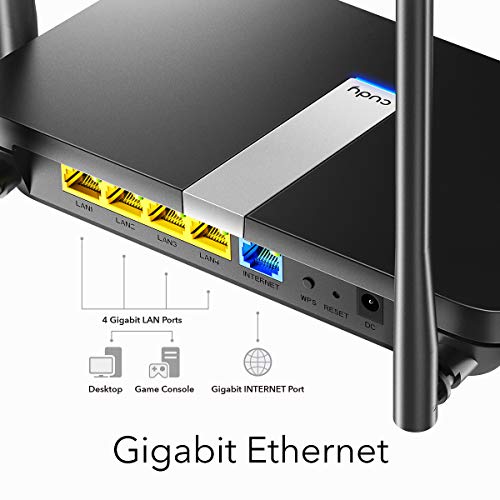 Cudy AC2100 Gigabit de Doble Banda Wi-Fi Mesh Router, Router WISP, Ap, WiFi Repetidor, 2.1Gbps, MU-MIMO, formación de Haces, 4 Antenas 5dBi, VPN, DDNS, Fácil de Usar, WR2100