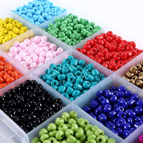 Cuentas de Colores 2mm 3mm Mini Cuentas y 6mm Cuentas del Alfabeto Pequeño Abalorios Kit para DIY Pulseras Collares Bisutería (3MM)