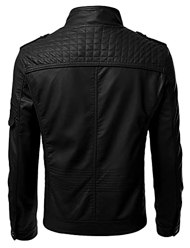 Cuir Collections Black Full Sleeve Men's Pure Faux Leather Jacket - Faux Leather Jacket for Men XS to 5XL