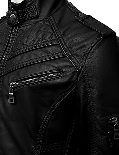 Cuir Collections Black Full Sleeve Men's Pure Faux Leather Jacket - Faux Leather Jacket for Men XS to 5XL