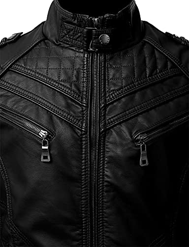 Cuir Collections Black Full Sleeve Men's Pure Faux Leather Jacket - Faux Leather Jacket for Men XS to 5XL