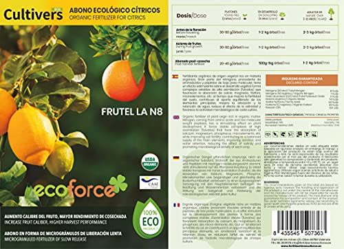 CULTIVERS Abono Ecológico Cítricos de 5 Kg. Fertilizante Origen 100% Orgánico y Natural Microgránulado. Mayor Rendimiento y Aumento del Calibre del Fruto