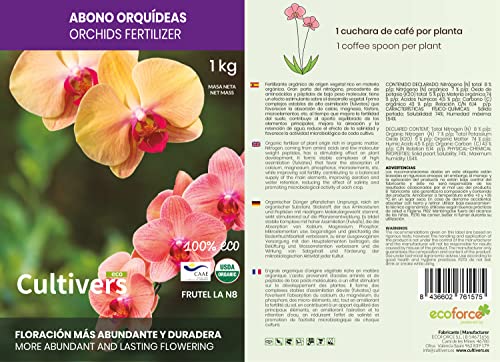 CULTIVERS Abono Orquídeas Ecológico de 1 Kg. Fertilizante de Origen 100% Orgánico y Vegano Granulado. Potencia el Crecimiento y Estimula la Floración